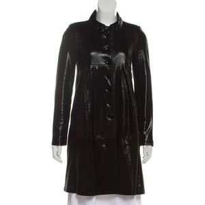 BURBERRY Black Sparkle Metallic Goat Skin Suede Coat